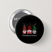 Buffalo Plaid Gnome Healthcare Worker Nurse Christ Button (Vorne & Hinten)