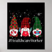 Buffalo Plaid Gnome Healthcare Worker Nurse Christ Poster (Vorne)