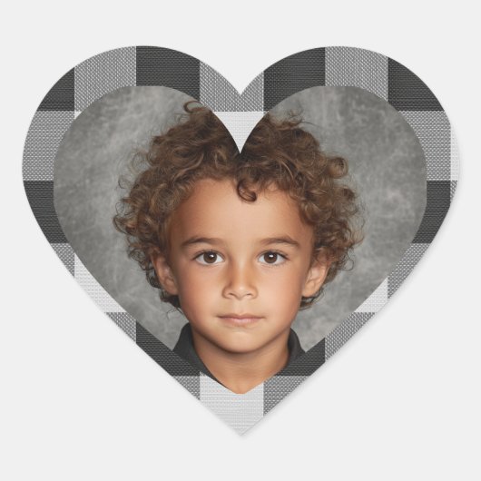 Buffalo Plaid Heart Photo Sticker Custom Picture   (Vorderseite)