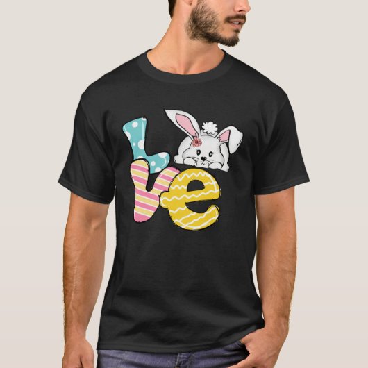Buffalo Plaid Love Bunny Retro Groovy Easter Day T-Shirt (Vorderseite)