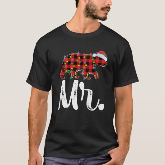 Buffalo Plaid Matching Family Christmas Mr. Bear P T-Shirt (Vorderseite)