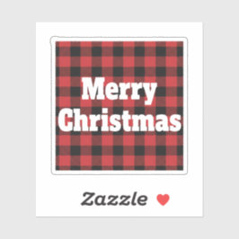 Buffalo Plaid Merry Christmas Rustic Holiday Aufkleber