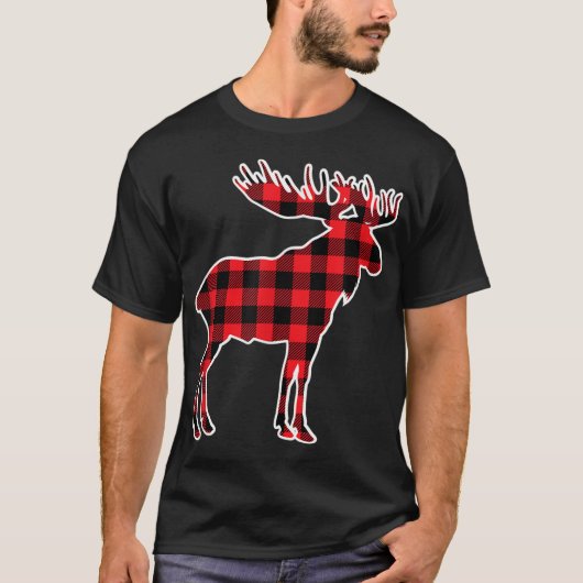 Buffalo Plaid Moose Christmas Design T-Shirt (Vorderseite)