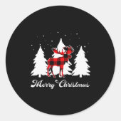 Buffalo Plaid Moose Family Christmas Pajama Outfit Runder Aufkleber (Vorderseite)