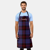 Buffalo plaid navy blue red monogram name schürze (Getragen)