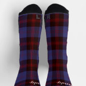 Buffalo plaid navy blue red monogram name socken (Oben)