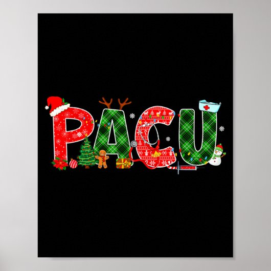 Buffalo Plaid Pacu Nurse Christmas Tree Santa Xmas Poster (Vorne)