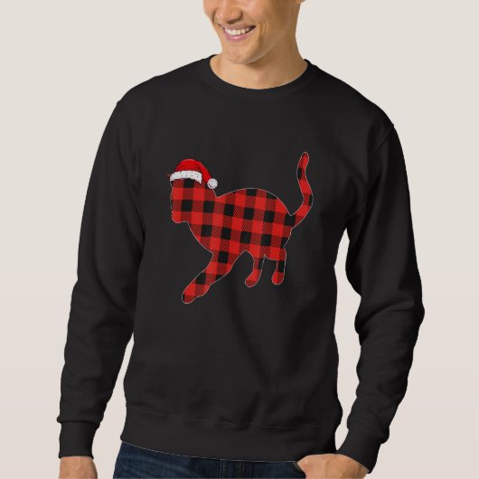 Buffalo Plaid Pajama Xmas Hat Cat Christmas Matchi Sweatshirt (Vorderseite)