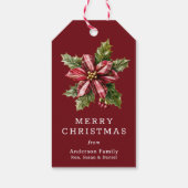 Buffalo Plaid Poinsettia Floral Custom Christmas Geschenkanhänger (Rückseite)