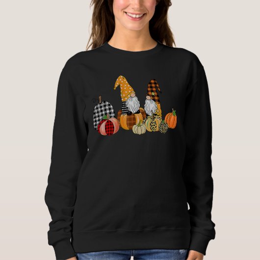 Buffalo Plaid Pumpkin Gnomes Fall Autumn Thanksgiv Sweatshirt (Vorderseite)