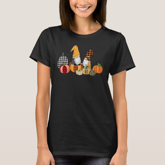 Buffalo Plaid Pumpkin Gnomes Fall Autumn Thanksgiv T-Shirt (Vorderseite)