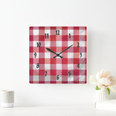 Buffalo Plaid Red and White Quadratische Wanduhr (Zuhause)