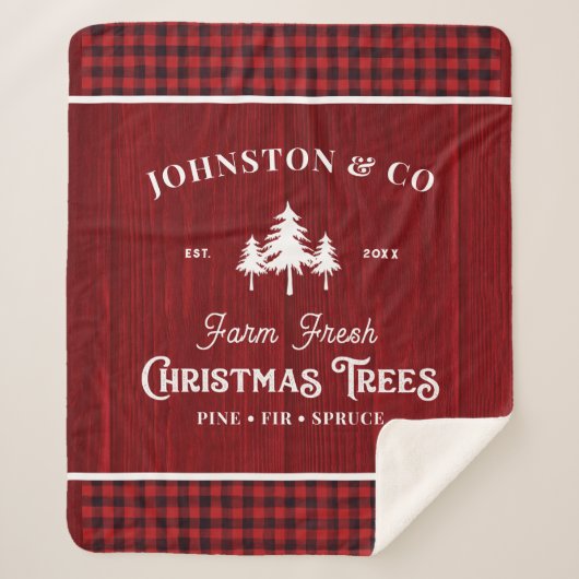 Buffalo Plaid Rustic Christmas Tree Farm Sherpadecke (Vorderseite)