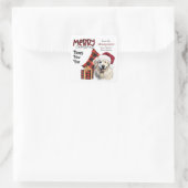 Buffalo Plaid Santa Hat Great Pyrenees Dog Quadratischer Aufkleber (Tasche)