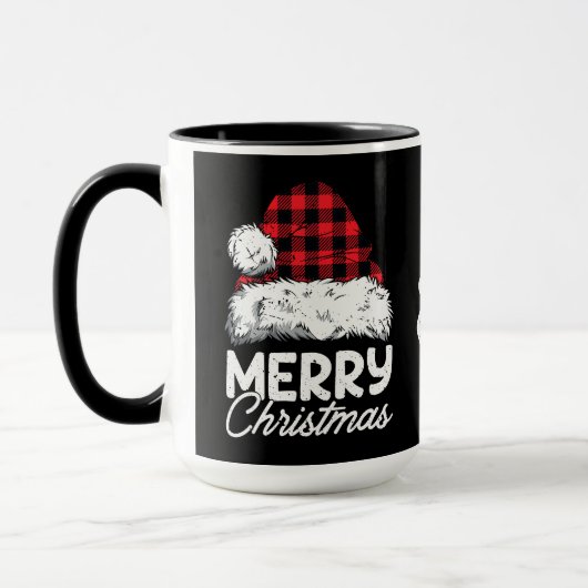 Buffalo Plaid Santa Hat with Customizable Name Tasse (Links)