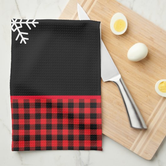 Buffalo Plaid Snowflake Geschirrtuch (Viertel Falte)
