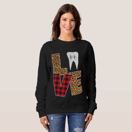 Buffalo Plaid Toothpaste & Tooth Dentist Valentine Sweatshirt (Vorne ganz)