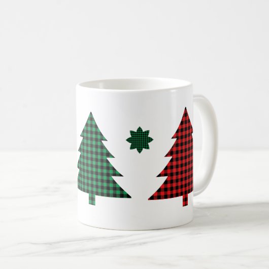 Buffalo Plaid Trees Kaffeetasse (VorderseiteRechts)