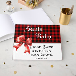 Buffalo Plaid Watercolor Bow Baby Shower Gästebuch