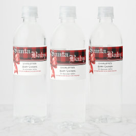 Buffalo Plaid Watercolor Bow Baby Shower Wasserflaschenetikett