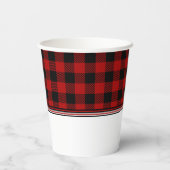Buffalo Plaid Watercolor Red Bow Baby Shower Pappbecher (Rückseite)