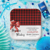 Buffalo Plaid Watercolor Red Bow Baby Shower Pappteller (Party)