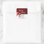 Buffalo Plaid Watercolor Red Bow Baby Shower Quadratischer Aufkleber (Tasche)