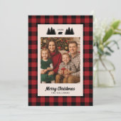 Buffalo Plaid Woodland Photo Feiertagskarte (Stehend Vorderseite)