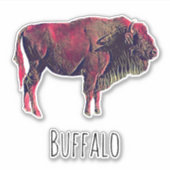 Buffalo Portrait Design für Bison oder Weiße Tiere Aufkleber (Vorderseite)