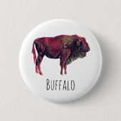 Buffalo Portrait Design für Bison oder Weiße Tiere Button (Vorderseite)