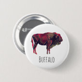Buffalo Portrait Design für Bison oder Weiße Tiere Button (Vorne & Hinten)
