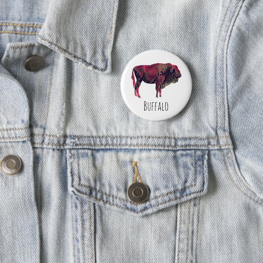 Buffalo Portrait Design für Bison oder Weiße Tiere Button (Beispiel)