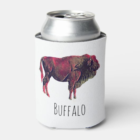 Buffalo Portrait Design für Bison oder Weiße Tiere Dosenkühler (Kanne Vorderseite)