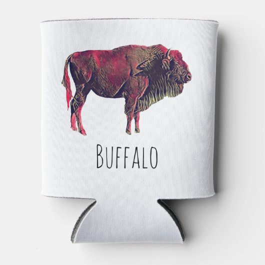 Buffalo Portrait Design für Bison oder Weiße Tiere Dosenkühler (Vorderseite)