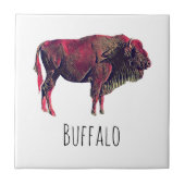 Buffalo Portrait Design für Bison oder Weiße Tiere Fliese (Vorderseite)