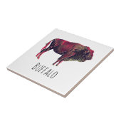 Buffalo Portrait Design für Bison oder Weiße Tiere Fliese (Seite)