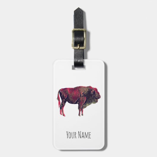 Buffalo Portrait Design für Bison oder Weiße Tiere Gepäckanhänger (Vorderseite vertikal)