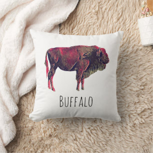 Buffalo Portrait Design für Bison oder Weiße Tiere Kissen