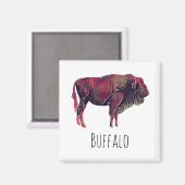 Buffalo Portrait Design für Bison oder Weiße Tiere Magnet (Vorderseite/Rückseite)