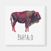 Buffalo Portrait Design für Bison oder Weiße Tiere Magnet (Vorne)