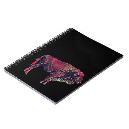 Buffalo Portrait Design für Bison oder Weiße Tiere Notizblock (Linke Seite)