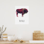 Buffalo Portrait Design für Bison oder Weiße Tiere Poster (Küche)