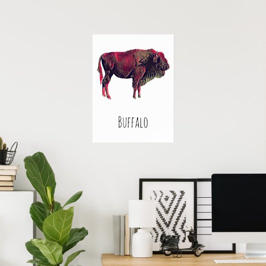 Buffalo Portrait Design für Bison oder Weiße Tiere Poster (Heimbüro)