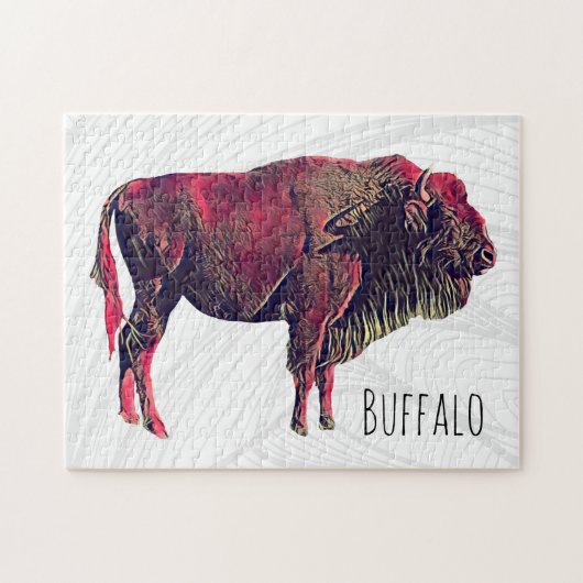 Buffalo Portrait Design für Bison oder Weiße Tiere Puzzle (Horizontal)