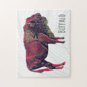 Buffalo Portrait Design für Bison oder Weiße Tiere Puzzle (Vertikal)