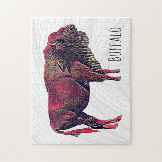 Buffalo Portrait Design für Bison oder Weiße Tiere Puzzle (Vertikal)