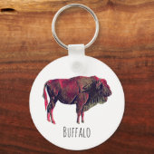 Buffalo Portrait Design für Bison oder Weiße Tiere Schlüsselanhänger (Vorderseite)
