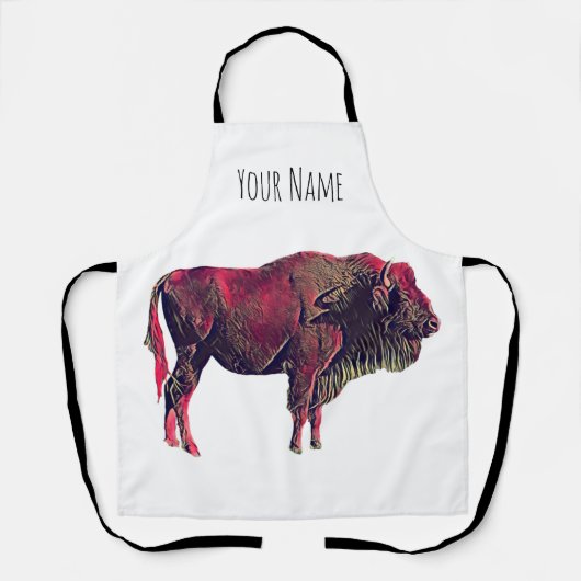 Buffalo Portrait Design für Bison oder Weiße Tiere Schürze (Vorderseite)