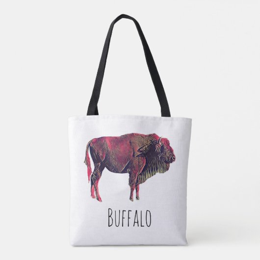 Buffalo Portrait Design für Bison oder Weiße Tiere Tasche (Rückseite)