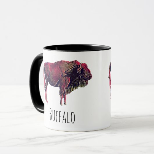 Buffalo Portrait Design für Bison oder Weiße Tiere Tasse (Vorderseite Links)